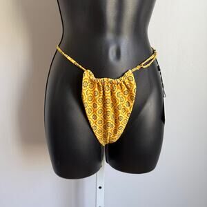 SKATIE Bikini Bottoms sz M Yellow Floral‎ Tile Print Sustainable Swimwear NWT